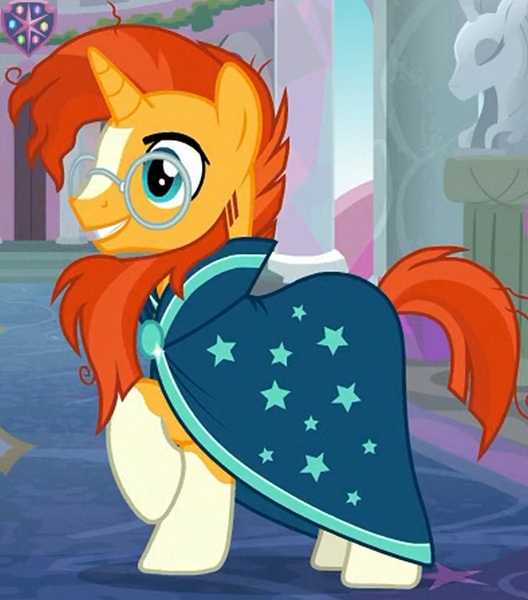 Size: 788x896 | Tagged: safe, derpibooru import, screencap, sunburst, pony, unicorn, the last problem, animation error, beard, clothes, cropped, facial hair, glasses, male, older sunburst, robe, solo, stallion, sunburst the bearded, sunburst's glasses, sunburst's robe, upscaled