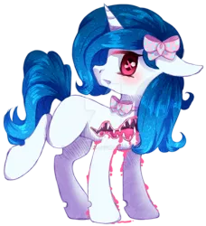 Size: 854x936 | Tagged: semi-grimdark, artist:miss-sting, derpibooru import, oc, pony, unicorn, bow, chest mouth, virus