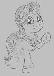 Size: 2000x2780 | Tagged: safe, artist:esfelt, derpibooru import, starlight glimmer, pony, unicorn, the last problem, cute, female, glimmerbetes, headmare starlight, high res, mare, monochrome, older, older starlight glimmer, open mouth, solo