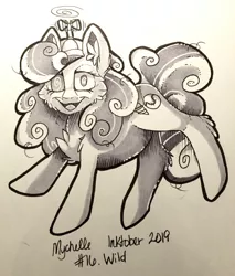 Size: 1746x2048 | Tagged: safe, artist:mychelle, derpibooru import, screwball, pony, inktober, inktober 2019, monochrome, solo, traditional art