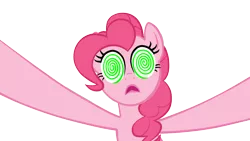 Size: 3840x2160 | Tagged: safe, artist:petraea, derpibooru import, pinkie pie, pony, bridle gossip, evil enchantress, simple background, solo, swirly eyes, transparent background, vector