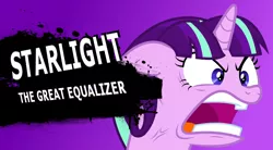 Size: 1024x564 | Tagged: safe, derpibooru import, edit, starlight glimmer, pony, the cutie map, angry, cross-popping veins, equality, faic, meme, quiet, ragelight glimmer, simple background, solo, super smash bros., this will end in communism, this will end in gulag, this will end in tears, vector, vein, vein bulge, yelling