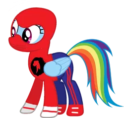 Size: 917x872 | Tagged: safe, artist:djdavid98 edits, artist:kayman13, derpibooru import, rainbow dash, pegasus, pony, crossover, female, human spider, mare, reference, simple background, solo, spider-man, transparent background, vector