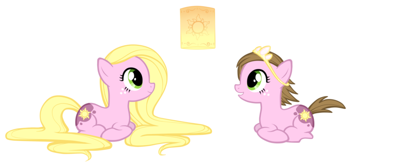 Size: 7931x3364 | Tagged: safe, alternate version, artist:petraea, derpibooru import, ponified, earth pony, pony, female, jewelry, mare, prone, rapunzel, simple background, tiara, transparent background, vector