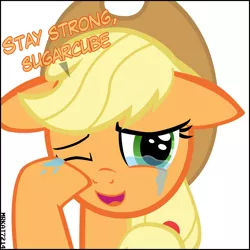 Size: 4000x4000 | Tagged: safe, artist:mrkat7214, derpibooru import, applejack, earth pony, pony, absurd resolution, applebetes, crying, cute, daaaaaaaaaaaw, dialogue, end of ponies, feels, female, floppy ears, happy, jackabetes, looking at you, mare, open mouth, puppy dog eyes, sad, sadorable, simple background, smiling, smiling at you, solo, sugarcube, sweet dreams fuel, talking to viewer, tears of joy, teary eyes, vector, white background, wiping tears