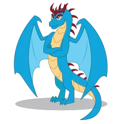 Size: 3000x3000 | Tagged: artist:dragonchaser123, author:supersaiyand, blue, blue eyes, crossed arms, derpibooru import, dragon, dragon oc, fanfic:break the walls down, male, oc, oc:ultimo, reference, safe, simple background, solo, transparent background, unofficial characters only, vector