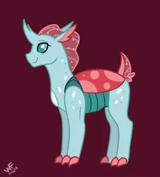 Size: 1024x1133 | Tagged: artist:quincydragon, changedling, changeling, derpibooru import, ocellus, older, older ocellus, red background, safe, simple background, solo