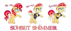 Size: 1358x588 | Tagged: safe, artist:melaniine, artist:selenaede, derpibooru import, sunset shimmer, alicorn, pony, unicorn, alicornified, alternate hairstyle, base used, choker, clothes, deviantart watermark, ear piercing, earring, eyebrow piercing, female, glasses, horn, horn piercing, jacket, jewelry, leather jacket, mare, nose piercing, obtrusive watermark, piercing, race swap, raised hoof, redesign, shimmercorn, simple background, snake bites, solo, spiked choker, transparent background, watermark, wing piercing