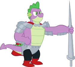 Size: 3283x2917 | Tagged: adult, adult spike, armor, artist:red4567, beefspike, clothes, costume, derpibooru import, dragon, gigachad spike, knight spike, lance, nightmare night, nightmare night costume, older, older spike, safe, simple background, spike, the last problem, transparent background, vector, weapon, winged spike