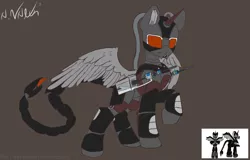 Size: 4754x3043 | Tagged: safe, artist:avery-valentine, derpibooru import, alicorn, pegasus, pony, fallout equestria, fanfic, armor, battle saddle, enclave armor, fanfic art, gun, hooves, power armor, raised hoof, spread wings, weapon, wings