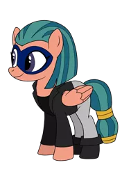 Size: 1783x2359 | Tagged: safe, artist:eagc7, derpibooru import, somnambula, pegasus, pony, black canary, boots, clothes, commission, costume, dc comics, dinah lance, female, jacket, mare, shoes, simple background, solo, transparent background