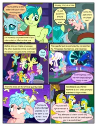 Size: 612x792 | Tagged: safe, artist:newbiespud, derpibooru import, edit, edited screencap, screencap, chancellor neighsay, cozy glow, ocellus, princess celestia, princess luna, sandbar, yona, alicorn, changedling, changeling, earth pony, pegasus, pony, unicorn, yak, comic:friendship is dragons, school raze, angry, armor, background pony, bipedal, cloak, clothes, comic, cozy glow is not amused, cozybuse, dialogue, ethereal mane, female, filly, flying, foal, frown, helmet, hoof shoes, injured, looking up, male, mare, messy mane, night, portal, raised hoof, royal guard, screencap comic, stallion, starry mane, worried