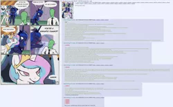 Size: 2534x1585 | Tagged: safe, artist:furseiseki, derpibooru import, princess celestia, princess luna, oc, oc:anon, alicorn, human, pony, /mlp/, 4chan, bedroom eyes, comic, crown, cute, dialogue, eyes closed, faggot, female, greentext, happy, hoof shoes, insult, jewelry, lunabetes, mare, meme origin, open mouth, peytral, pointing, regalia, reversed, smiling, smirk, speech bubble, text, the tables have turned, ur a faget, vulgar