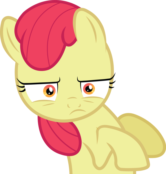 Size: 3523x3691 | Tagged: safe, artist:craftybrony, derpibooru import, edit, editor:slayerbvc, vector edit, apple bloom, earth pony, pony, accessory-less edit, apple bloom is not amused, female, filly, missing accessory, simple background, solo, transparent background, unamused, vector