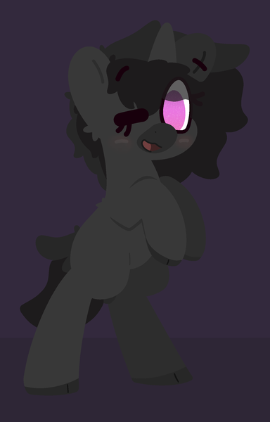 Size: 1400x2188 | Tagged: safe, artist:moonydusk, derpibooru import, oc, oc:moonlight disk, unofficial characters only, pony, unicorn, female, mare, one eye closed, simple background, standing