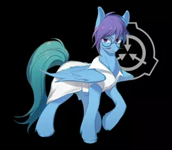 Size: 1600x1400 | Tagged: safe, artist:alleycat, derpibooru import, oc, oc:dr.picsell dois, unofficial characters only, pegasus, pony, clothes, lab coat, male, scp, scp foundation, simple background, solo