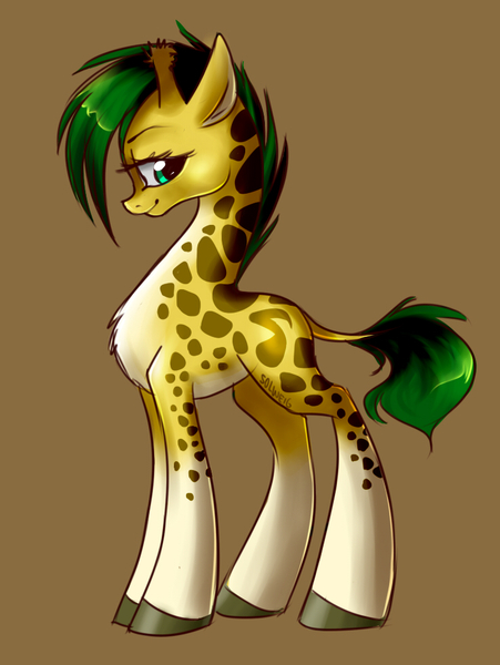 Size: 736x979 | Tagged: artist:solweig, derpibooru import, female, giraffe, safe, simple background, solo