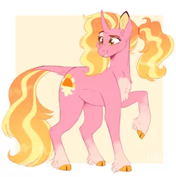 Size: 1168x1175 | Tagged: safe, artist:wanderingpegasus, derpibooru import, luster dawn, classical unicorn, pony, unicorn, the last problem, cheek fluff, chest fluff, cloven hooves, cute, digital art, ear fluff, female, leonine tail, lusterbetes, mare, smiling, socks (coat marking), solo, unshorn fetlocks