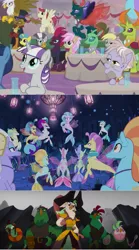 Size: 1032x1862 | Tagged: safe, derpibooru import, screencap, boyle, capper dapperpaws, captain celaeno, derpy hooves, gilda, laguna, lix spittle, mullet (character), murdock, ocean flow, pharynx, princess skystar, queen novo, silverstream, tempest shadow, terramar, thorax, twilight velvet, zecora, anthro, changedling, changeling, gryphon, parrot pirates, seapony (g4), my little pony: the movie, the ending of the end, king thorax, pirate, prince pharynx