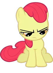 Size: 4513x6282 | Tagged: safe, artist:tardifice, derpibooru import, edit, editor:slayerbvc, vector edit, apple bloom, earth pony, pony, accessory-less edit, female, filly, grumpy, looking down, missing accessory, simple background, solo, transparent background, vector