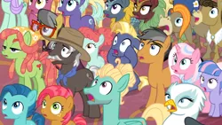 Size: 1366x768 | Tagged: safe, derpibooru import, screencap, a.k. yearling, amber grain, babs seed, ballet jubilee, berry star, burnt oak, cinder glow, clear sky, cranky doodle donkey, fire flicker, gillian, golden crust, lilac swoop, matilda, midnight snack (character), night view, quibble pants, star tracker, summer flare, tree hugger, wind sprint, winter flame, zephyr breeze, donkey, earth pony, gryphon, kirin, pegasus, pony, unicorn, the last problem, background griffon, background kirin, background pony, colt, everycreature, female, filly, friendship student, gasping, male, mare, shocked, shrunken pupils, stallion, surprised