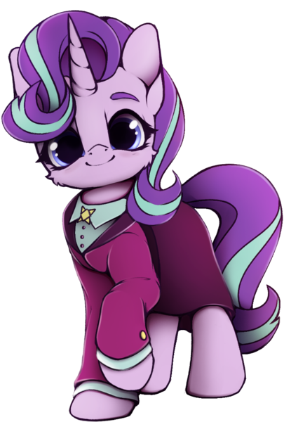 Size: 775x1147 | Tagged: safe, artist:hitbass, derpibooru import, starlight glimmer, pony, unicorn, the last problem, cheek fluff, clothes, cute, female, glimmerbetes, headmare starlight, looking at you, mare, older, older starlight glimmer, raised hoof, simple background, smiling, solo, suit, transparent background