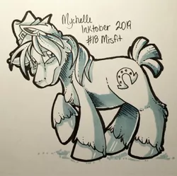 Size: 2048x2043 | Tagged: safe, artist:mychelle, derpibooru import, trouble shoes, pony, inktober, inktober 2019, monochrome, solo, traditional art