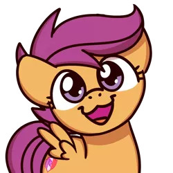 Size: 1000x1000 | Tagged: safe, artist:sugar morning, derpibooru import, scootaloo, pegasus, pony, :3, bust, cat face, cat smile, cute, cutealoo, female, filly, floppy ears, head tilt, looking at you, open mouth, simple background, smiling, solo, spread wings, sugar morning's smiling ponies, transparent background, wings
