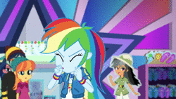 Size: 1920x1080 | Tagged: safe, derpibooru import, screencap, chestnut magnifico, daring do, mile hill, rainbow dash, equestria girls, equestria girls series, holidays unwrapped, spoiler:eqg series (season 2), animated, background human, female, looking up, offscreen character, shipping fuel, sound, webm