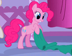Size: 536x420 | Tagged: safe, derpibooru import, screencap, pinkie pie, earth pony, pony, suited for success, animated, behaving like a cat, carousel boutique, crepuscular rays, cute, diapinkes, female, mare, pinkie being pinkie, pinkie cat, ponk, silly, silly pony, smiling, solo