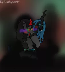 Size: 849x941 | Tagged: artist:duckyworth, chrysombra, derpibooru import, female, king sombra, male, queen chrysalis, shipping, straight, suggestive, umbrum