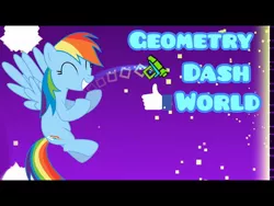 Size: 480x360 | Tagged: safe, derpibooru import, rainbow dash, pony, awesome, female, geometry dash, geometry dash world, icon, level, like, smiling, wings, yay