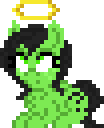 Size: 104x128 | Tagged: safe, artist:enragement filly, derpibooru import, oc, oc:anonfilly, pegasus, pony, female, filly, halo, looking up, pixel art, sitting, solo