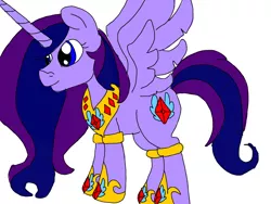 Size: 1024x768 | Tagged: safe, artist:wolfspiritclan, derpibooru import, oc, oc:ruby red, unofficial characters only, alicorn, pony, alicorn oc, hoof shoes, horn, jewelry, original character do not steal, regalia, solo, wings