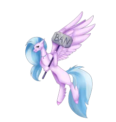 Size: 6200x6496 | Tagged: absurd resolution, artist:moonlight0shadow0, banhammer, chest fluff, classical hippogriff, derpibooru import, female, flying, grin, hammer, hippogriff, jewelry, necklace, safe, silverstream, simple background, sledgehammer, smiling, solo, transparent background