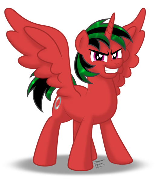 Size: 831x961 | Tagged: safe, artist:aleximusprime, derpibooru import, oc, oc:donut steel, alicorn, pony, donut steel, gary stu, male, mary sue, oc october, recolor, red and black oc, silly filly studios, solo, tall