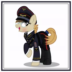 Size: 1024x1024 | Tagged: safe, artist:brony-works, derpibooru import, earth pony, pony, clothes, deutsche reichsbahn, drg, female, glasses, mare, nazi, nazi germany, nazipone, simple background, solo, uniform, white background, world war ii