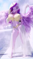 Size: 2160x3840 | Tagged: 3d, alicorn, anthro, armlet, artist:dashie116, barefoot, bedroom eyes, belly dancer, belly dancer outfit, big breasts, breasts, busty princess cadance, cinema 4d, cleavage, clothes, derpibooru import, erect nipples, feet, female, harem outfit, huge breasts, jewelry, looking at you, milf, nail polish, nipple outline, princess cadance, sexy, solo, solo female, stupid sexy princess cadance, suggestive, wings