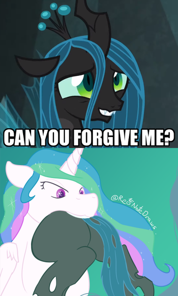 Size: 471x780 | Tagged: questionable, artist:red note, derpibooru import, edit, edited edit, edited screencap, screencap, princess celestia, queen chrysalis, changeling, changeling queen, pony, frenemies (episode), season 9, spoiler:s09, abuse, adorkable, alternate ending, alternate scenario, alternate universe, apology, bad end, bad poker face, badass, bait and switch, biting, caption, character development, chrysabuse, cropped, crossing the memes, cute, cutealis, dark comedy, dialogue, dork, dorkalis, fail, fangs, fatality, female, fetish, good end, grimderp, grin, happy, image macro, impact font, justice, looking at you, mare, meme, meta, morally ambiguous end, murder, nervous, nervous grin, open mouth, oral vore, preview, princess vorestia, punish the villain, reaction image, redemption, reformed, regicide, regret, rekt, revenge, same size vore, savage, silly, silly pony, smiling, solo, sorry, spread wings, standing, subversion, talking, teeth, text, throat bulge, vore, what if, when she smiles, wingding eyes, wings