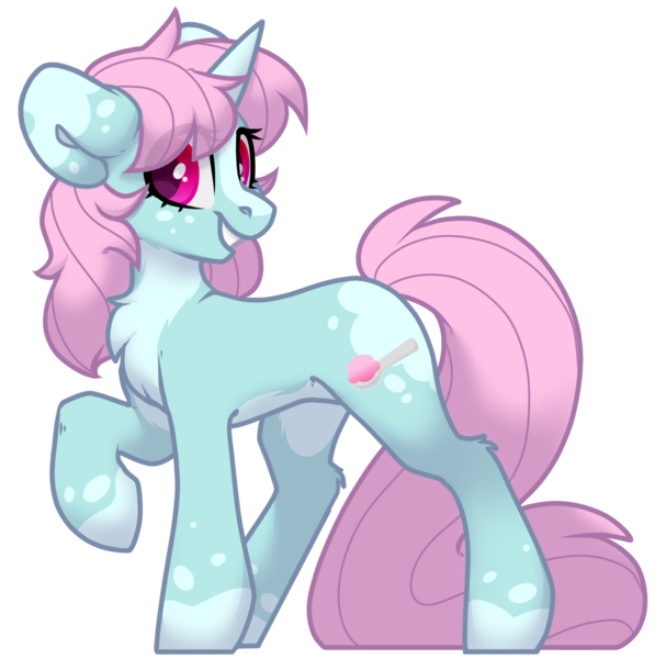 Size: 1194x1181 | Tagged: safe, artist:spoopygander, derpibooru import, oc, oc:scoops, unofficial characters only, pony, unicorn, 2020 community collab, derpibooru community collaboration, blaze (coat marking), chest fluff, cutie mark, eye clipping through hair, female, freckles, grin, happy, hock fluff, horn, looking at you, mare, markings, outline, pale belly, raised hoof, simple background, smiling, socks (coat marking), solo, sticker, transparent background, unicorn oc