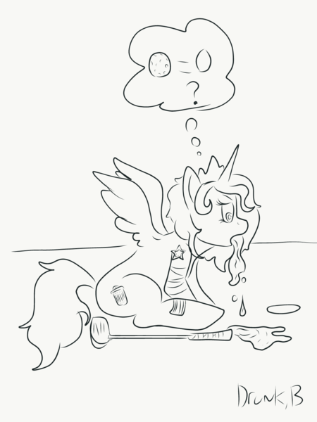 Size: 1064x1418 | Tagged: safe, artist:drunken bubblez, deleted from derpibooru, derpibooru import, oc, alicorn, pony, alicorn oc, golf club, horn, o.c., sketch, vomit, wings