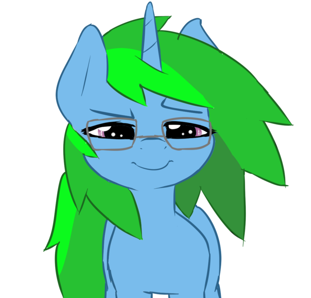 Size: 1135x1087 | Tagged: safe, artist:fluor1te, derpibooru import, oc, oc:avocado pone, unofficial characters only, pony, unicorn, bust, colored, doodle, eyebrows, female, flat colors, intrigued, looking at you, mare, portrait, solo, squint