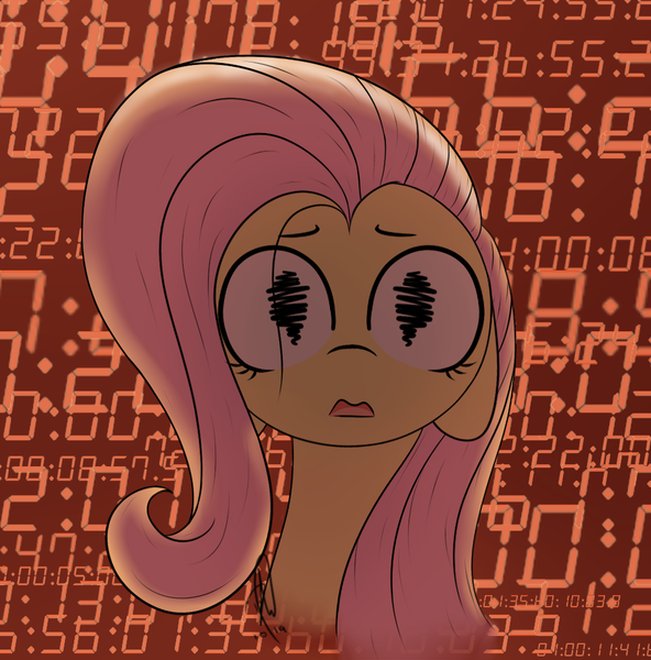 Size: 1002x1016 | Tagged: safe, alternate version, artist:hopefulsparks, derpibooru import, fluttershy, pegasus, pony, fanfic, fanfic:numbers, abstract background, fanart, fanfic art, fanfic cover, female, frazzled, mare, story in the source