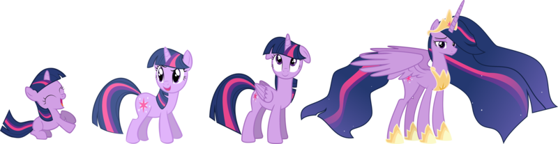 Size: 3000x775 | Tagged: safe, artist:crystalmagic6, artist:mamandil, artist:shadowdark3, artist:shelltoon, derpibooru import, princess twilight 2.0, twilight sparkle, twilight sparkle (alicorn), alicorn, pony, unicorn, princess twilight sparkle (episode), the last problem, .svg available, absurd resolution, age progression, blank flank, crown, cute, cutie mark, ethereal mane, eyes closed, female, filly, filly twilight sparkle, floppy ears, happy, high res, hoof shoes, hoofy-kicks, jewelry, lidded eyes, long neck, looking at you, looking back, looking up, mare, older, older twilight, open mouth, peytral, raised eyebrow, rearing, regalia, simple background, smiling, spread wings, starry mane, tiara, transparent background, twiabetes, unicorn twilight, updated, vector, wings, younger