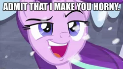 Size: 1280x720 | Tagged: suggestive, derpibooru import, edit, edited screencap, editor:useraccount, screencap, starlight glimmer, pony, unicorn, the ending of the end, bronybait, caption, cocky, dreamworks face, female, horny, image macro, mare, smug, smuglight glimmer, solo, text