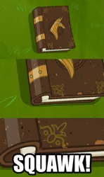 Size: 593x1000 | Tagged: bird, book of harmony, cannot unsee, derpibooru import, edit, edited screencap, friendship is magic, meme, safe, screencap, squawk, the last problem