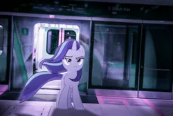 Size: 2048x1380 | Tagged: safe, artist:calveen, artist:nightietime, derpibooru import, starlight glimmer, pony, unicorn, the ending of the end, spoiler:s09, badass, female, food, gate, mare, metro, solo, starlight glimmer in places she shouldn't be, station, subway