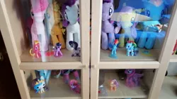 Size: 2560x1440 | Tagged: safe, artist:juanjo_belic, derpibooru import, applejack, fluttershy, pinkie pie, rainbow dash, rarity, twilight sparkle, twilight sparkle (alicorn), alicorn, earth pony, pegasus, pony, unicorn, collection, female, figurine, funko pop!, mane six, mare, merchandise, photo, plushie