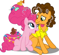 Size: 7054x6554 | Tagged: safe, artist:decprincess, derpibooru import, cheese sandwich, pinkie pie, earth pony, pony, the last problem, .svg available, absurd resolution, candy in hair, cheesepie, female, male, mare, older, older cheese sandwich, older pinkie pie, shipping, simple background, stallion, straight, teddy bear, transparent background, vector