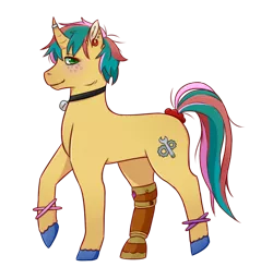 Size: 900x883 | Tagged: safe, artist:guiltyp, derpibooru import, oc, oc:little meteor, pony, unicorn, amputee, female, mare, prosthetic leg, prosthetic limb, prosthetics, simple background, solo, transparent background